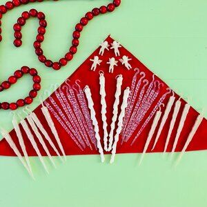 Vintage Christmas Icicle Ornament Lot 30+ pieces MCM Icicle Ornaments Xmas Decor